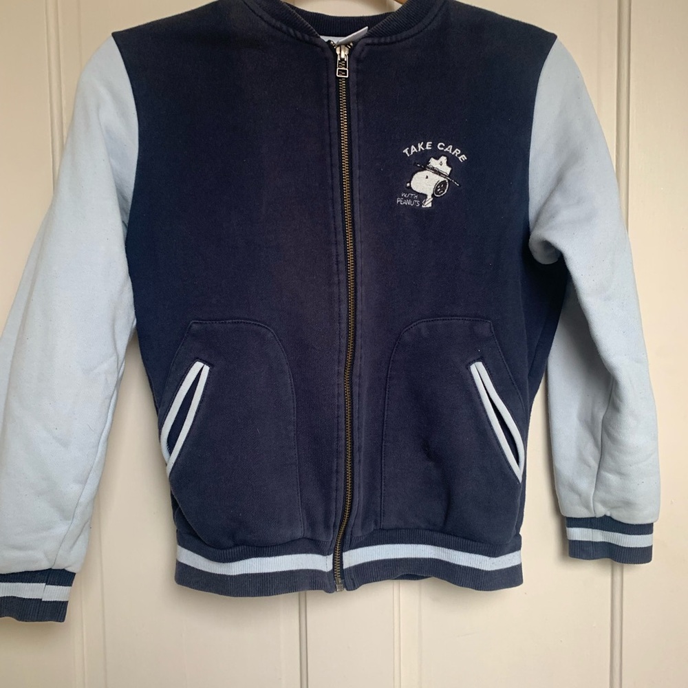Take Care with Peanuts varsity jacket with embroidery Snoopy